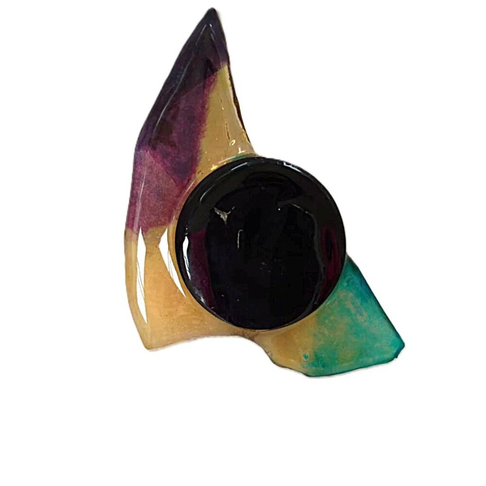 Vintage Resin Brooch Avant Garde Artisan Handmade by Jasmine Toronto NOS